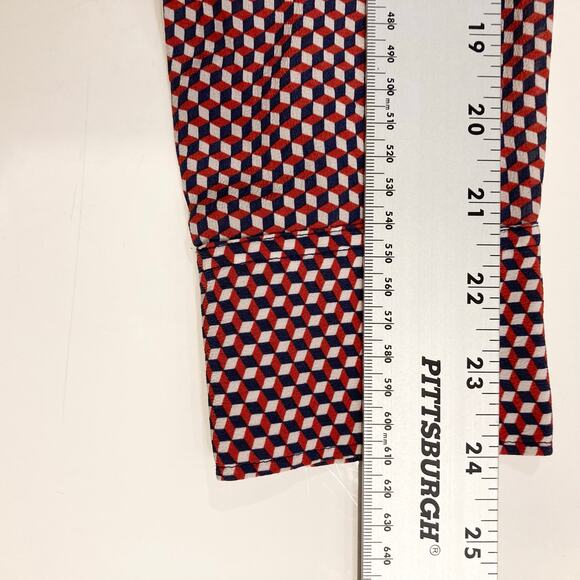 THEORY Button Shirt Women XL Silk Multi-Red Geo-Print Pocket Long-Slv “Rogene” - Picture 13 of 13